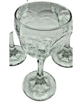 Vintage Clear Glass Goblets   Textured Design